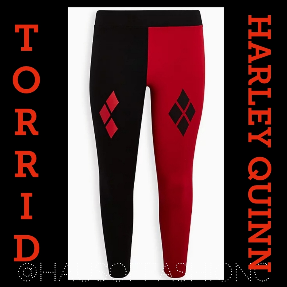 TORRID Harley Quinn Black Red Checkered Suicide Squad Leggings!